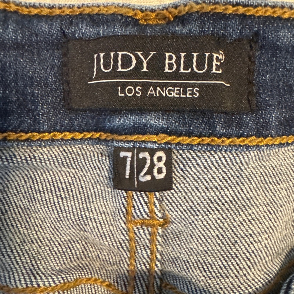 Judy Blue Boyfriend Jeans Womens 7/28 Blue Medium Wash Distressed Stretch Denim - Picture 3 of 8
